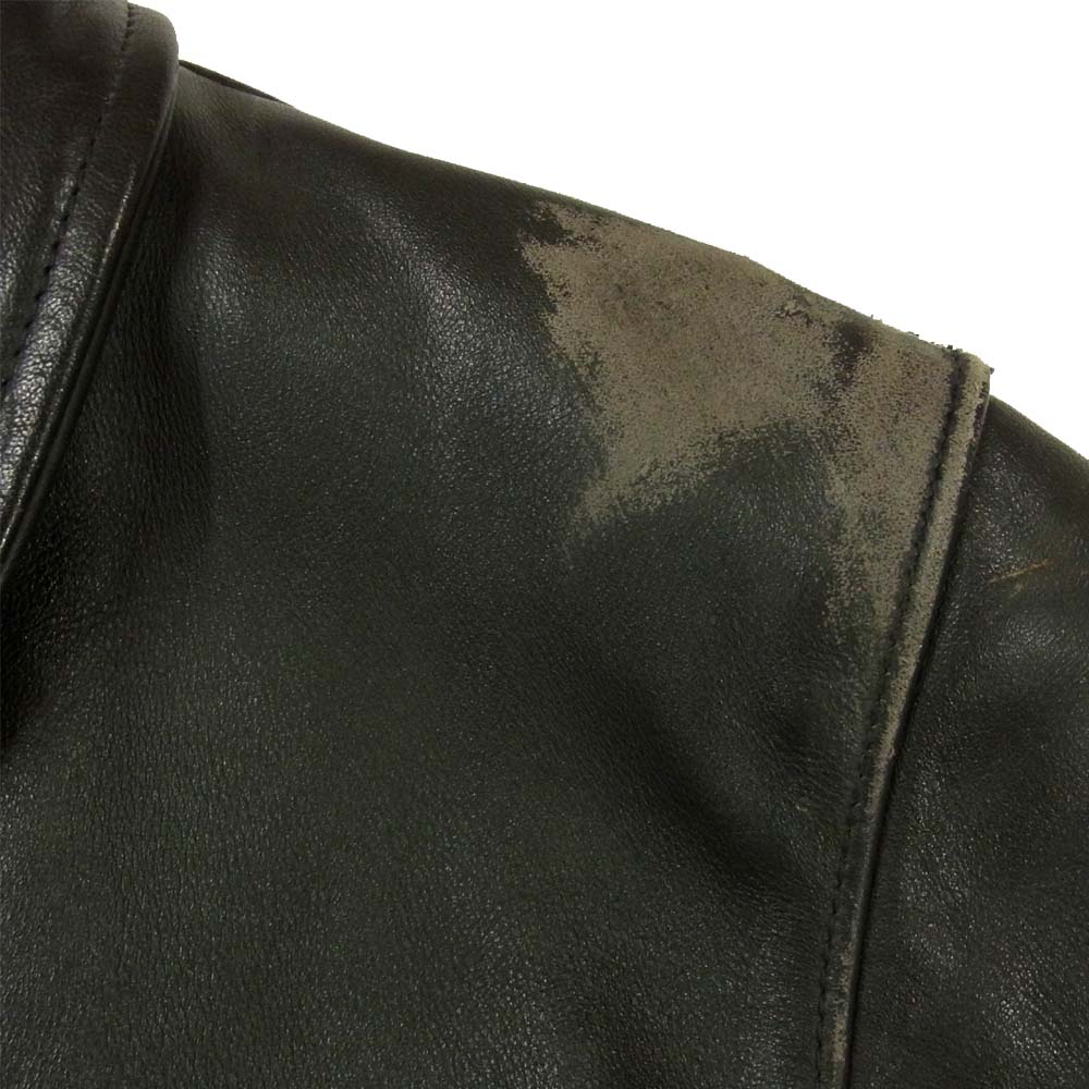 VANSON バンソン 襟付き レザー シングルライダース ジャケット アメリカ製 ブラック系 36【中古】