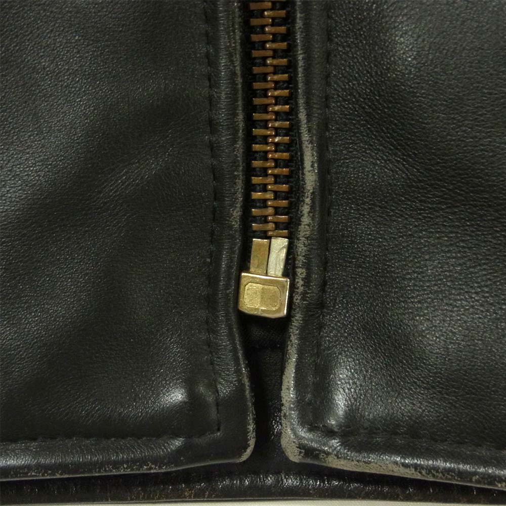 VANSON バンソン 襟付き レザー シングルライダース ジャケット アメリカ製 ブラック系 36【中古】