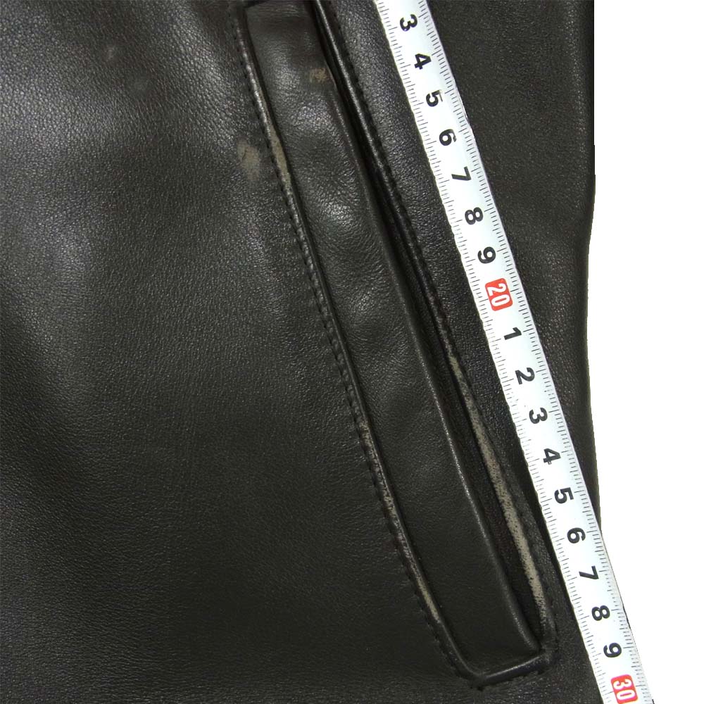 VANSON バンソン 襟付き レザー シングルライダース ジャケット アメリカ製 ブラック系 36【中古】