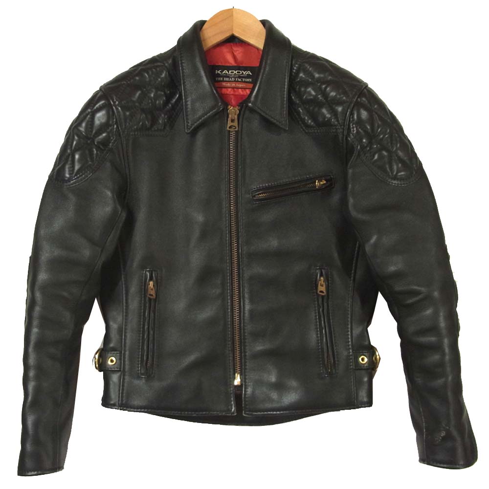 KADOYA カドヤ HEAD FACTORY ヘッドファクトリー 日本製 背面プロテクター入り レザー シングルライダース ブラック系【中古】