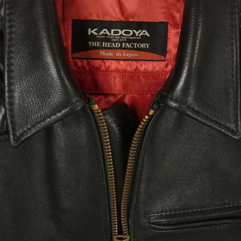 KADOYA カドヤ HEAD FACTORY ヘッドファクトリー 日本製 背面プロテクター入り レザー シングルライダース ブラック系【中古】