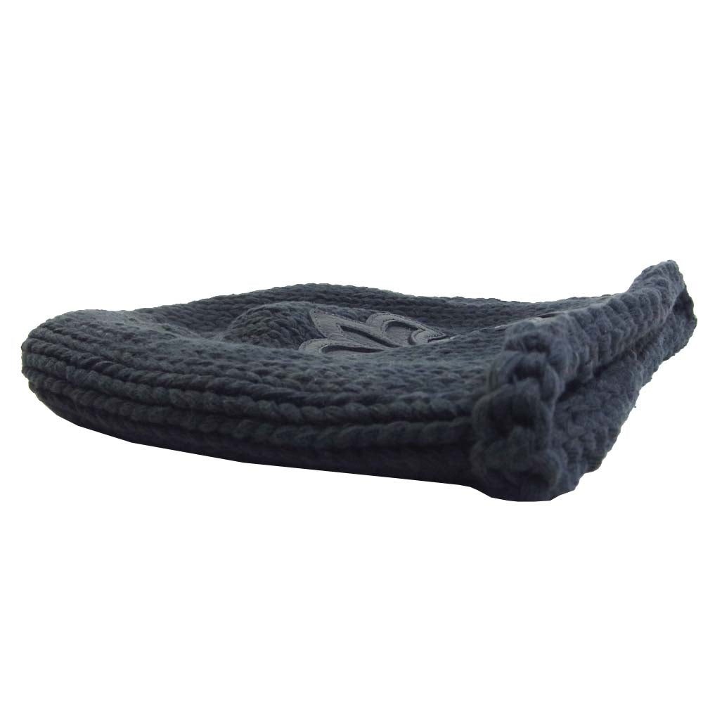 CHROME HEARTS クロムハーツ（原本無） BSフレア レザー パッチ ニットキャップ ビーニー ブラック系 表記無し【中古】