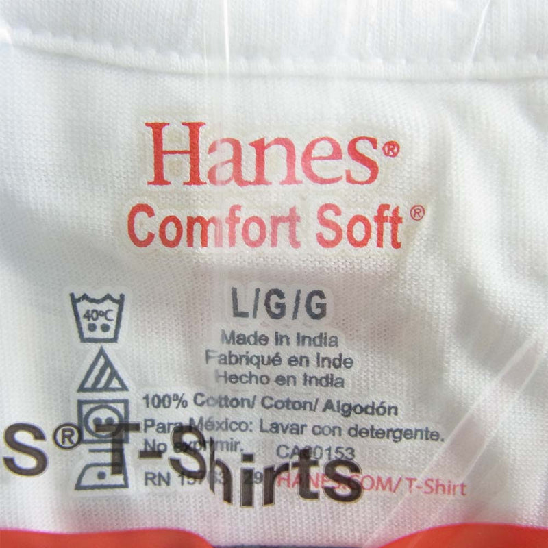 Supreme シュプリーム × ヘインズ Hanes Tagless Tees 3Pack パック Tシャツ ホワイト系 L【新古品】【未使用】【中古】