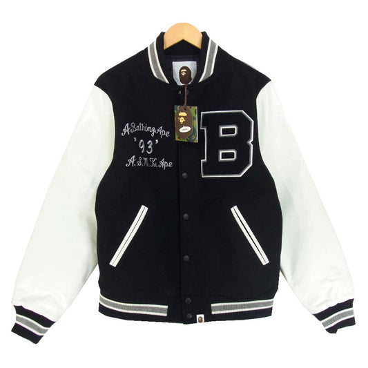 A BATHING APE アベイシングエイプ 1G80-141-001 VARSITY JACKET バーシティ ジャケット ブラック系 L【新古品】【未使用】【中古】