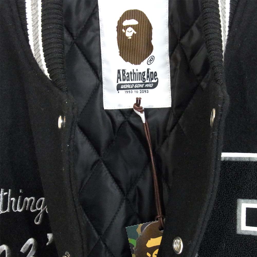 A BATHING APE アベイシングエイプ 1G80-141-001 VARSITY JACKET バーシティ ジャケット ブラック系 L【新古品】【未使用】【中古】