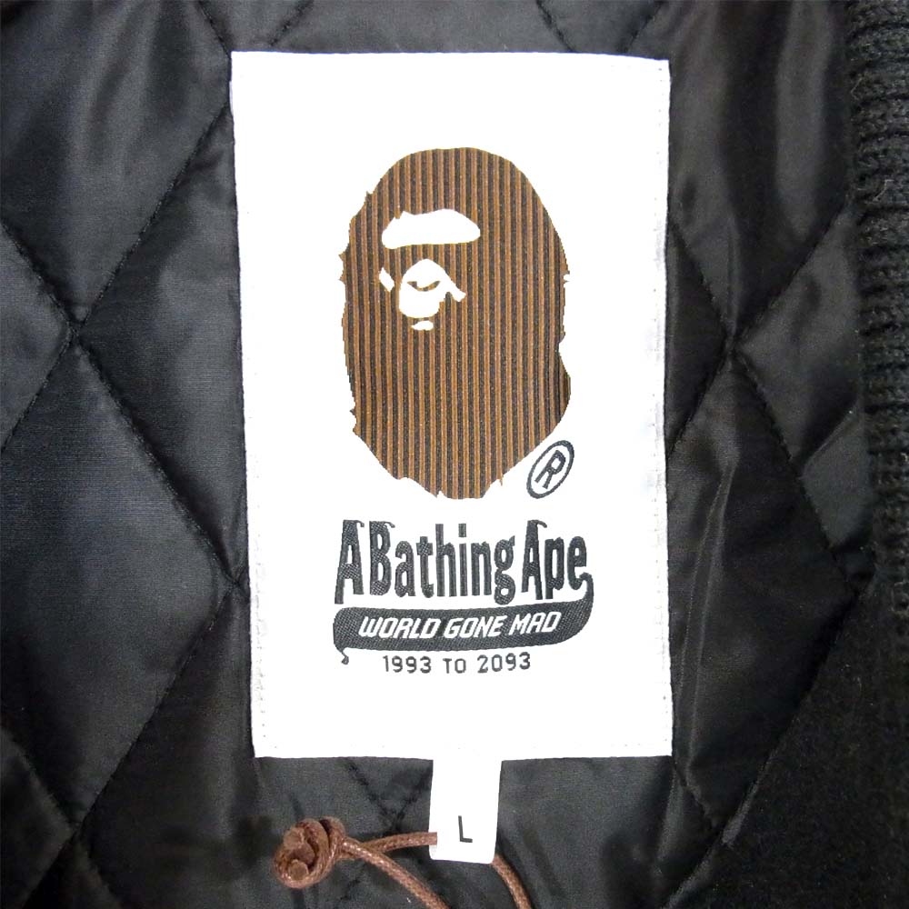 A BATHING APE アベイシングエイプ 1G80-141-001 VARSITY JACKET バーシティ ジャケット ブラック系 L【新古品】【未使用】【中古】