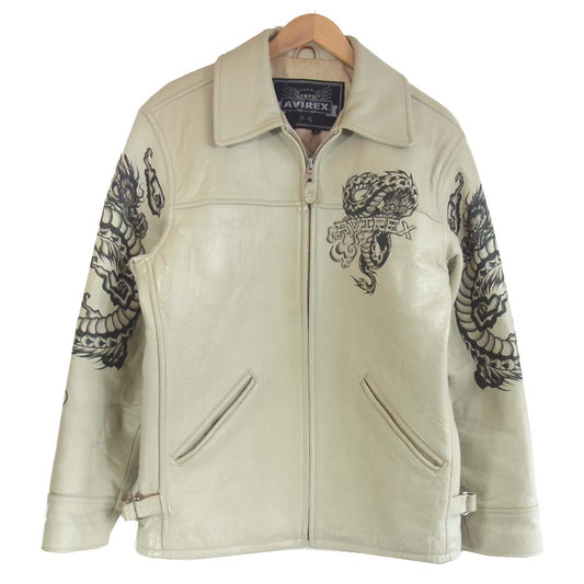 AVIREX アヴィレックス ドラゴン プリント レザージャケット S【中古】