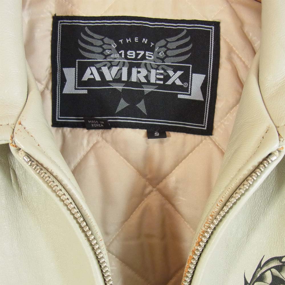 AVIREX アヴィレックス ドラゴン プリント レザージャケット S【中古】