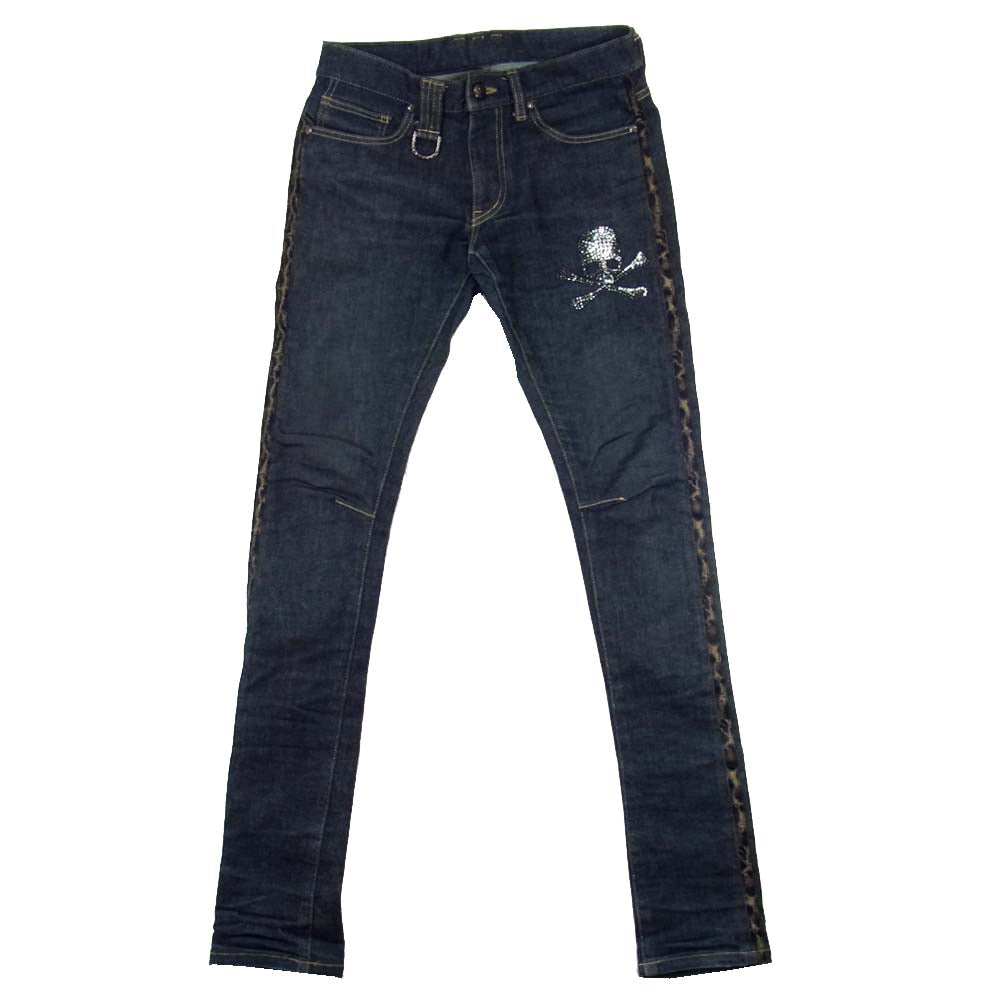 ROEN ロエン 82133008 スカルスワロ レオパードライン デニム パンツ ブラック系 28【中古】
