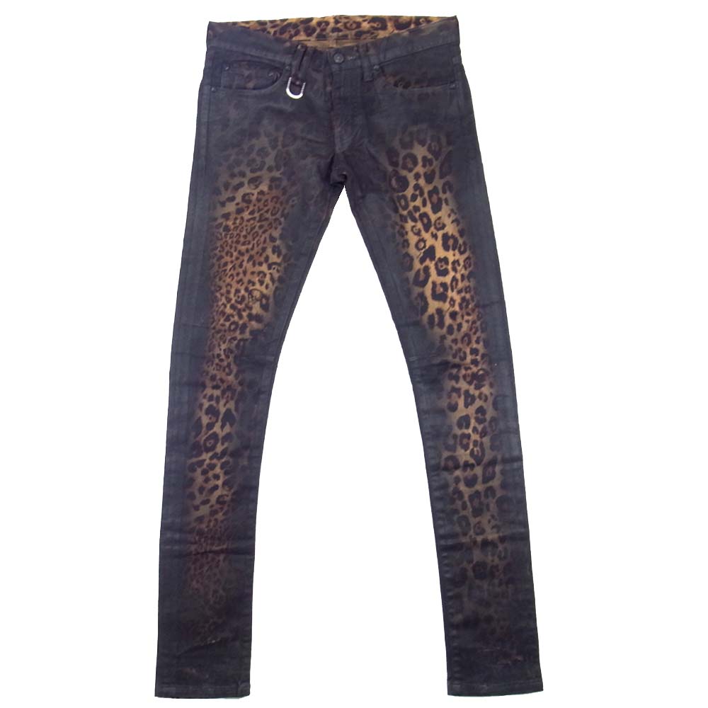 ROEN ロエン 87133001 DYEING LEOPARD SKINNY PT レオパード スキニー パンツ ブラック系 30【中古】