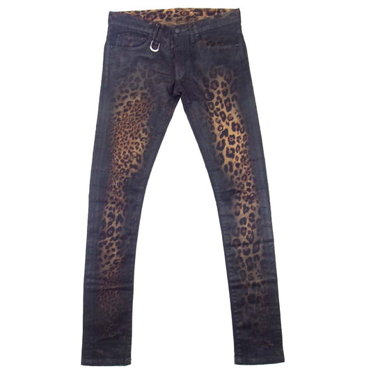 ROEN ロエン 87133001 DYEING LEOPARD SKINNY PT レオパード スキニー パンツ ブラック系 30【中古】