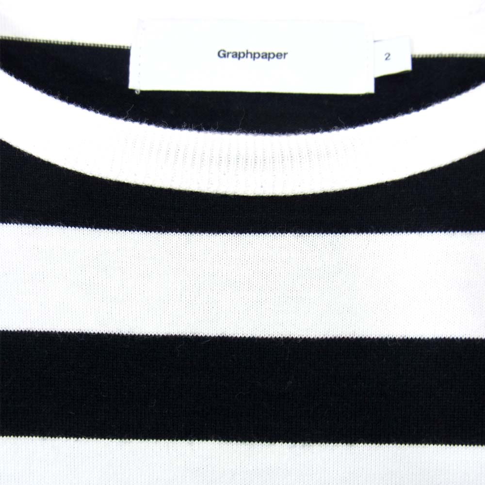 グラフペーパー GM194-70513B 半袖 ボーダー カットソー Tシャツ ブラック系 2【中古】