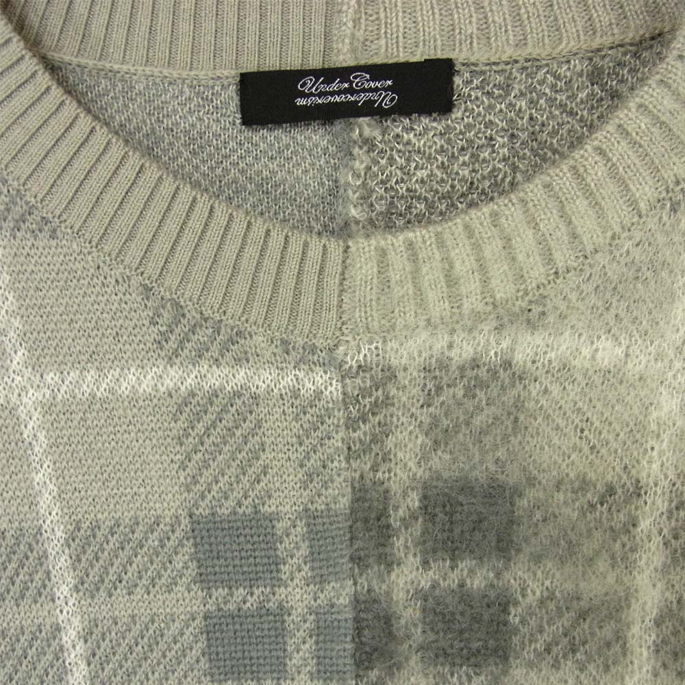 UNDERCOVER アンダーカバー 15AW UCP9904-1 MELTINGPOT モヘア ウール チェック ニット 中国製 グレー系 3【中古】