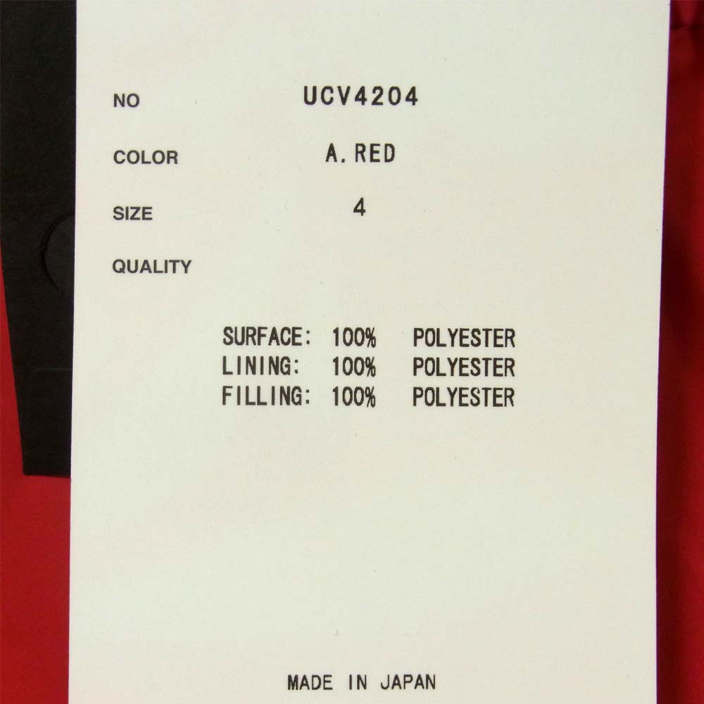 UNDERCOVER アンダーカバー 18AW UCV4204 ハーフジップ アノラック 中綿 ジャケット レッド系 4【新古品】【未使用】【中古】