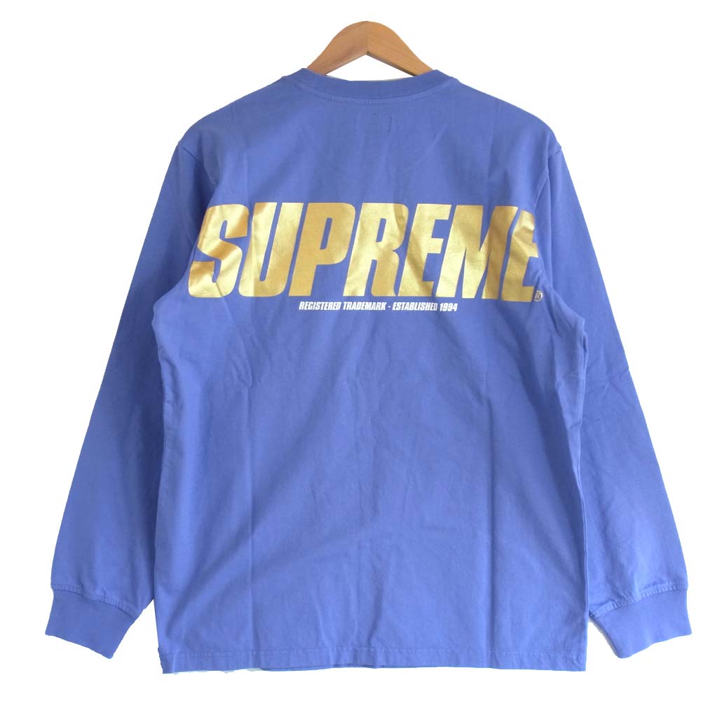 Supreme シュプリーム 19AW Trademark L/S Top トレードマーク ロンT Tシャツ パープル系 M【美品】【中古】