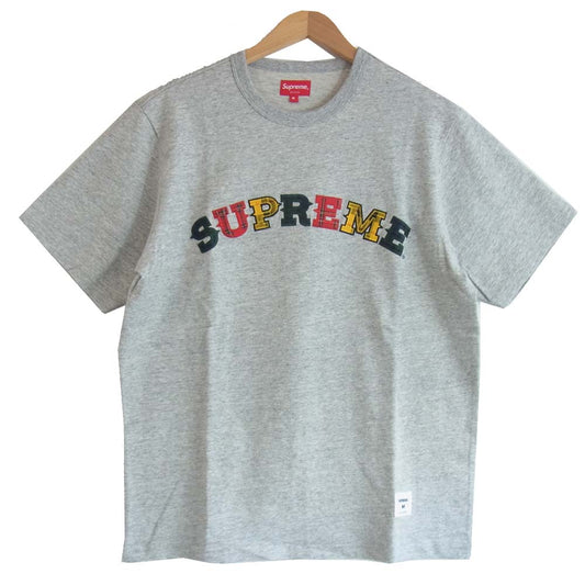 Supreme シュプリーム 20SS Plaid Applique SS Top アップリケ アーチロゴ Tシャツ グレー系 M【新古品】【未使用】【中古】