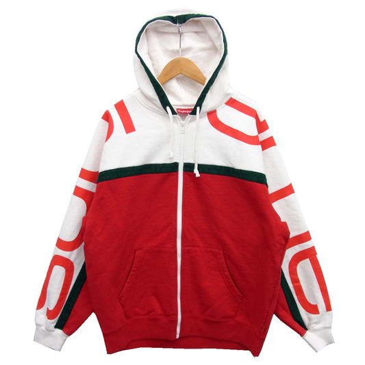 Supreme シュプリーム 20AW Big Logo Paneled Zip Up Hooded Sweat レッド系 ホワイト系 M【新古品】【未使用】【中古】
