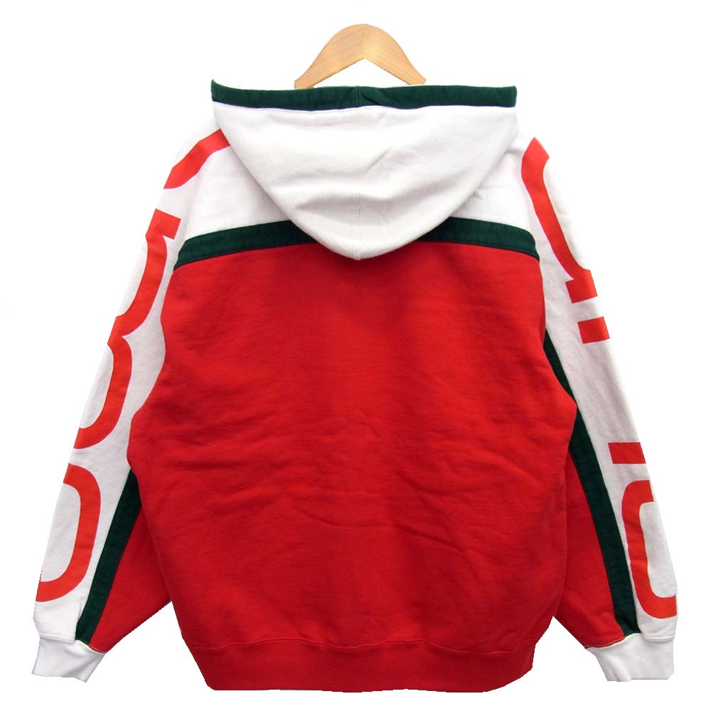 Supreme シュプリーム 20AW Big Logo Paneled Zip Up Hooded Sweat レッド系 ホワイト系 M【新古品】【未使用】【中古】