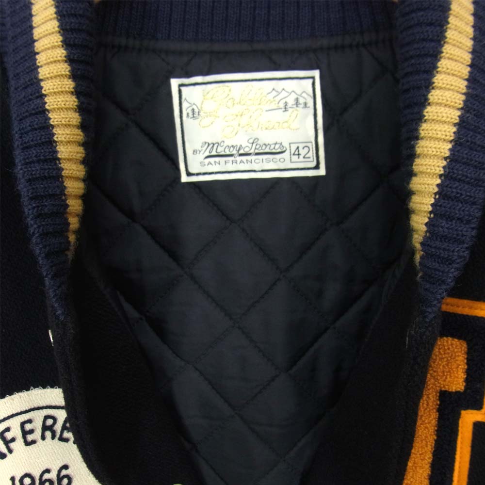 The REAL McCOY'S ザリアルマッコイズ SPORTS VARSITY JACKET  ROWING 袖レザー スタジャン ジャケット ブラック系【美品】【中古】