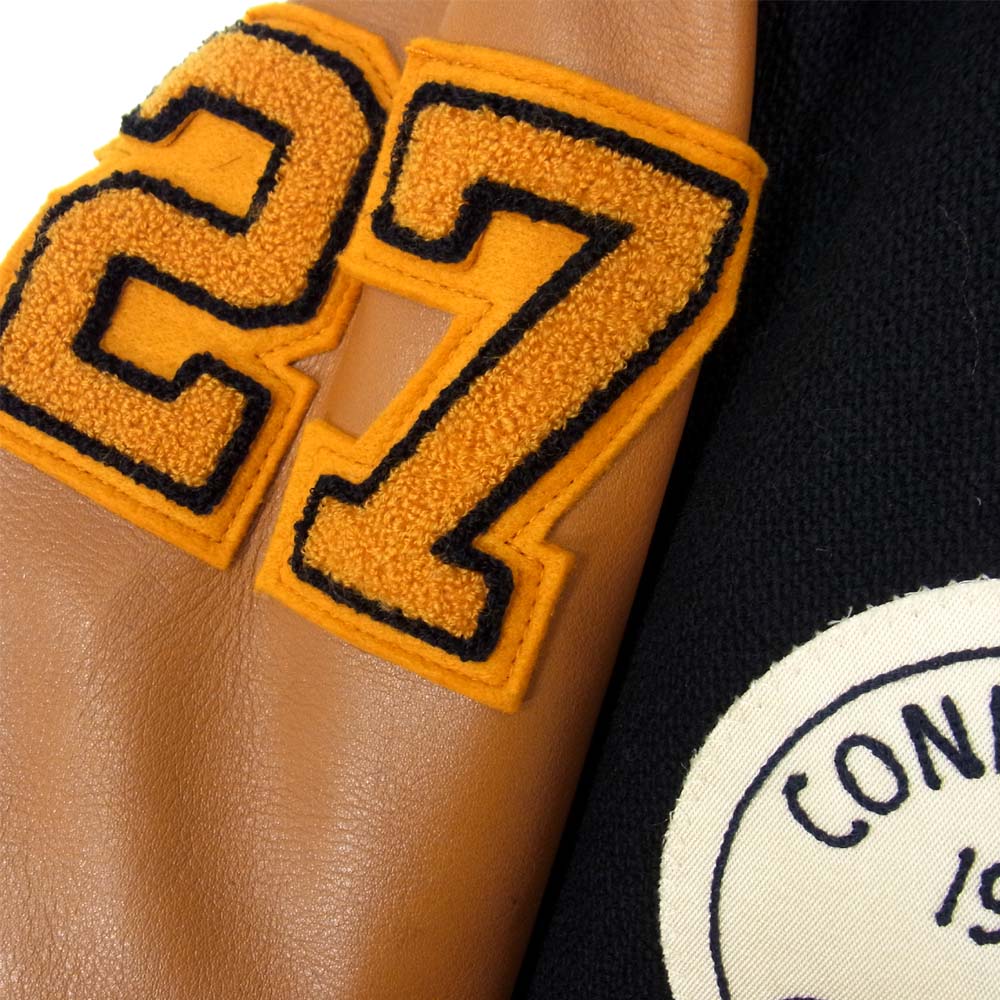 The REAL McCOY'S ザリアルマッコイズ SPORTS VARSITY JACKET  ROWING 袖レザー スタジャン ジャケット ブラック系【美品】【中古】