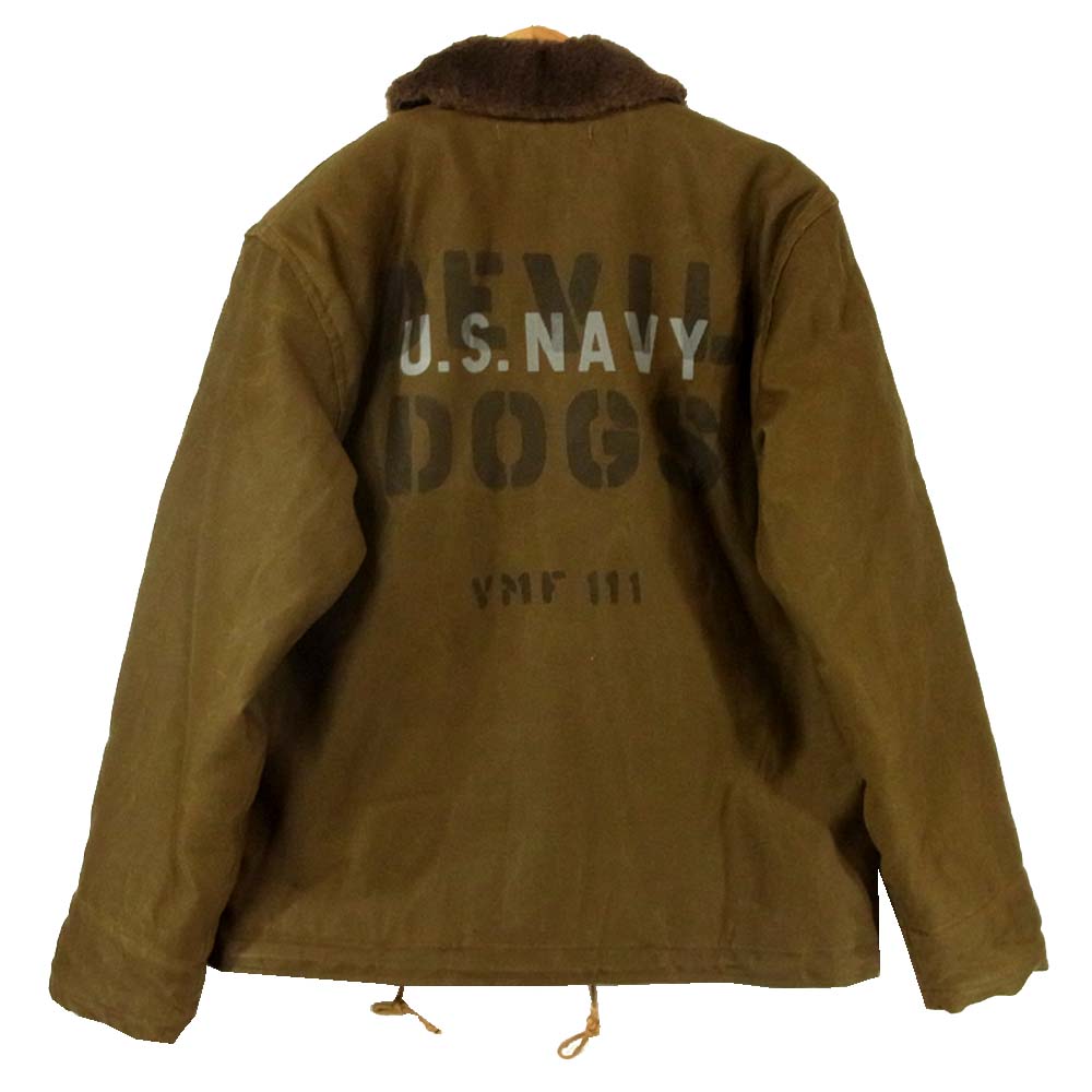 FREEWHEELERS フリーホイーラーズ 1931021 N-1 デッキジャケット USMC VMF 111 DEVIL DOGS ミリタリージャケット カーキ系 42【美品】【中古】