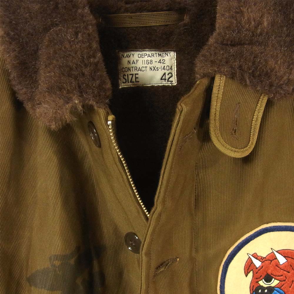 FREEWHEELERS フリーホイーラーズ 1931021 N-1 デッキジャケット USMC VMF 111 DEVIL DOGS ミリタリージャケット カーキ系 42【美品】【中古】