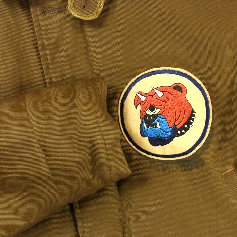 FREEWHEELERS フリーホイーラーズ 1931021 N-1 デッキジャケット USMC VMF 111 DEVIL DOGS ミリタリージャケット カーキ系 42【美品】【中古】
