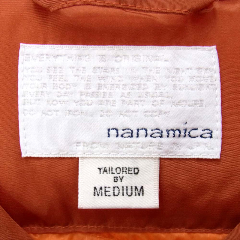 nanamica ナナミカ SUNF948 Down Vest ダウンベスト オレンジ系 M【美品】【中古】