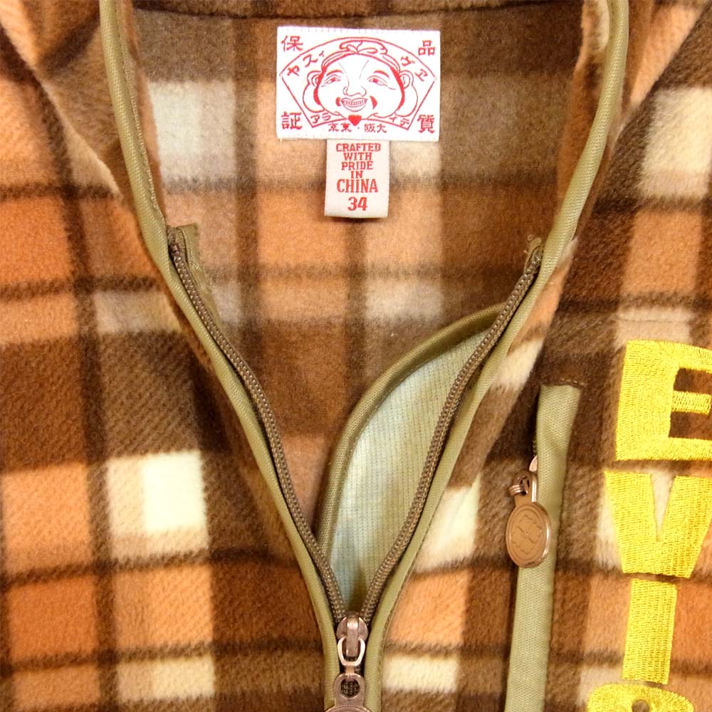 EVISU エヴィス レディース チェック フリース ジャケット ライトブラウン系 34【中古】