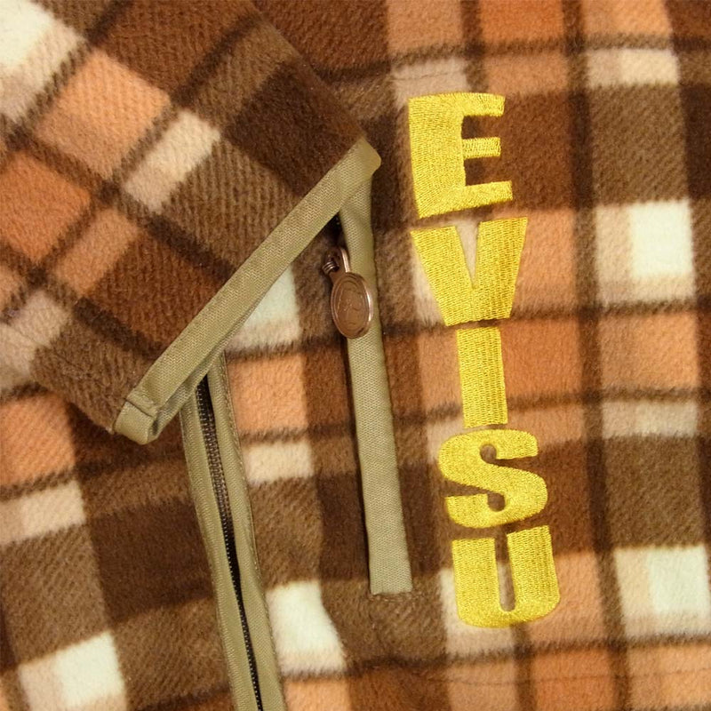 EVISU エヴィス レディース チェック フリース ジャケット ライトブラウン系 34【中古】