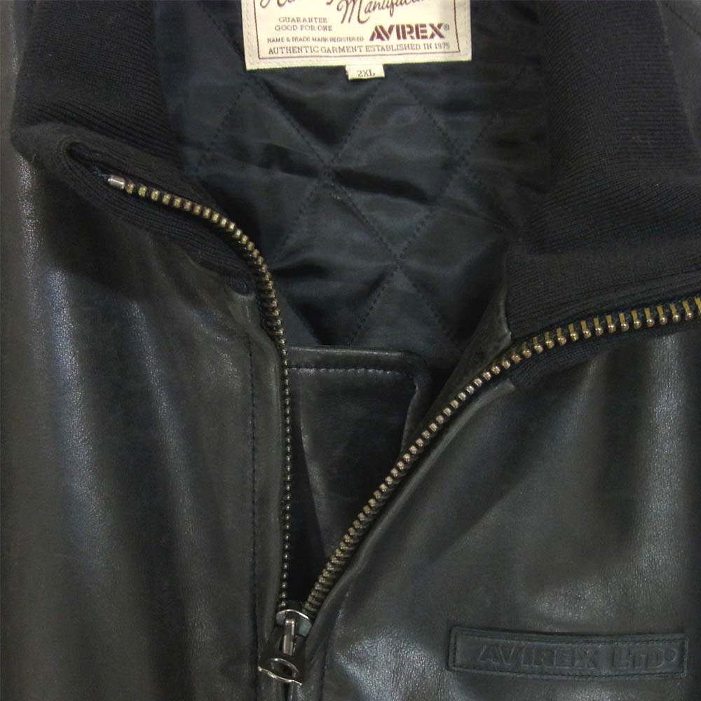 AVIREX アヴィレックス 6181047 COW TANKERS JACKET タンカース レザー ジャケット ブラック系 2XL【中古】