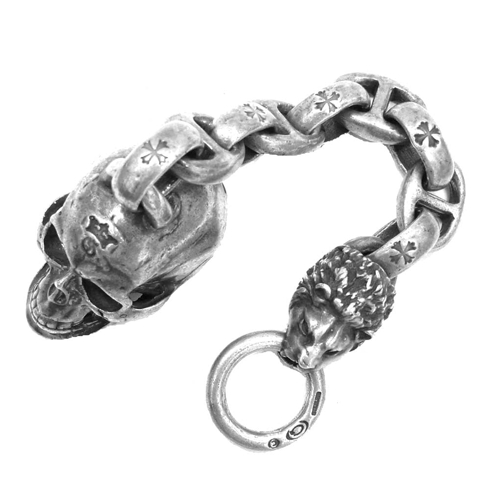 GABOR ガボール ラージ スカル ライオン ウォレット ハンガー シルバー系【中古】