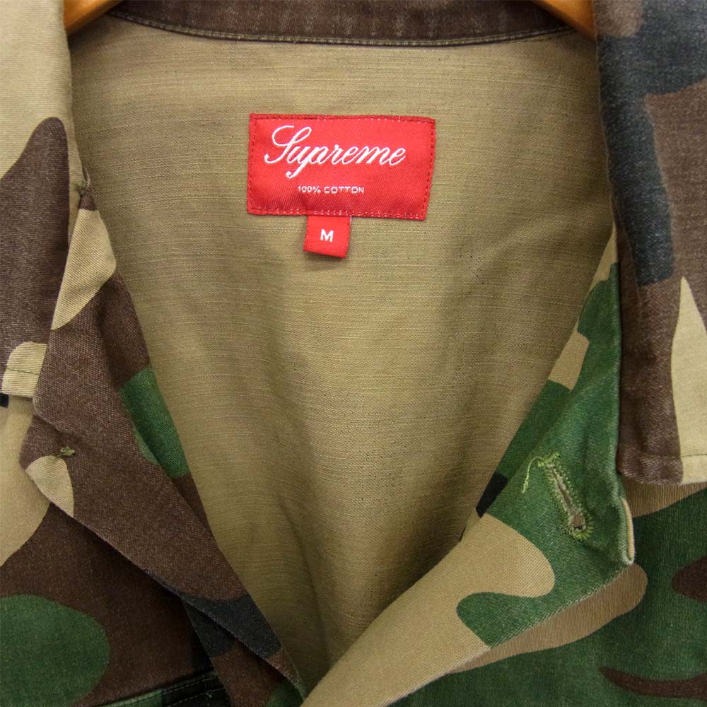 Supreme シュプリーム 13SS 110881 Military Nam Shirt ミリタリー 半袖 コットン シャツ カーキ系 モスグリーン系 M【中古】