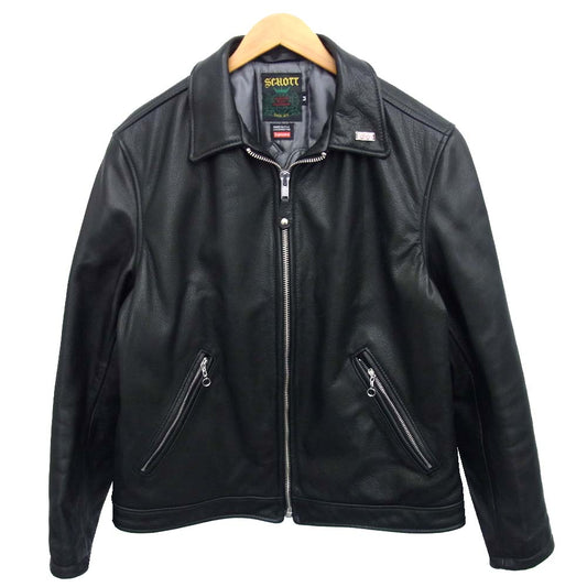 Supreme シュプリーム 17SS USA製 SCHOTT ショット Leather Work Jacket レザー ワーク ジャケット ブラック系 M【美品】【中古】