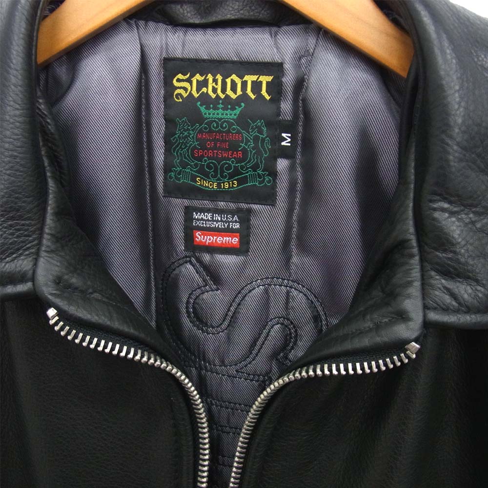 Supreme シュプリーム 17SS USA製 SCHOTT ショット Leather Work Jacket レザー ワーク ジャケット ブラック系 M【美品】【中古】