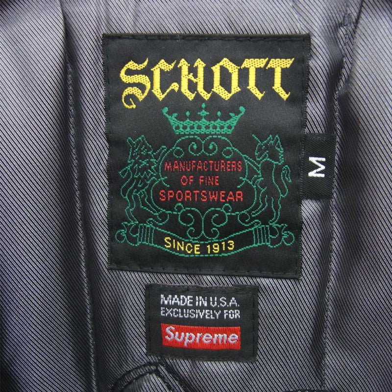 Supreme シュプリーム 17SS USA製 SCHOTT ショット Leather Work Jacket レザー ワーク ジャケット ブラック系 M【美品】【中古】