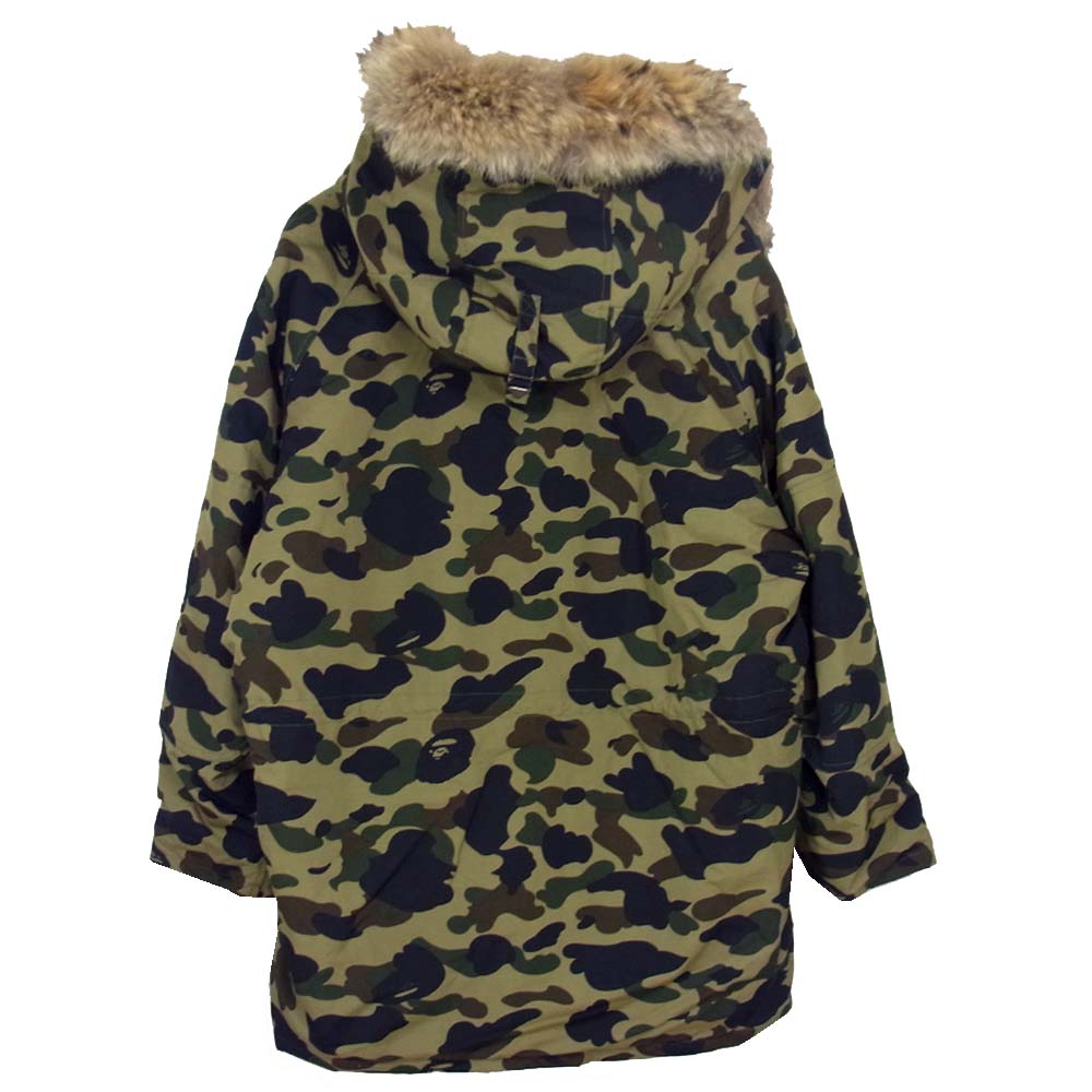 A BATHING APE アベイシングエイプ 1st カモ N-3B ファー ジャケット カーキ系 M【中古】