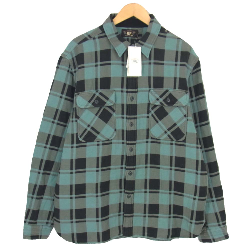 RRL ダブルアールエル 国内正規品 ヘビーネル ワークシャツ グレー系 XL【新古品】【未使用】【中古】