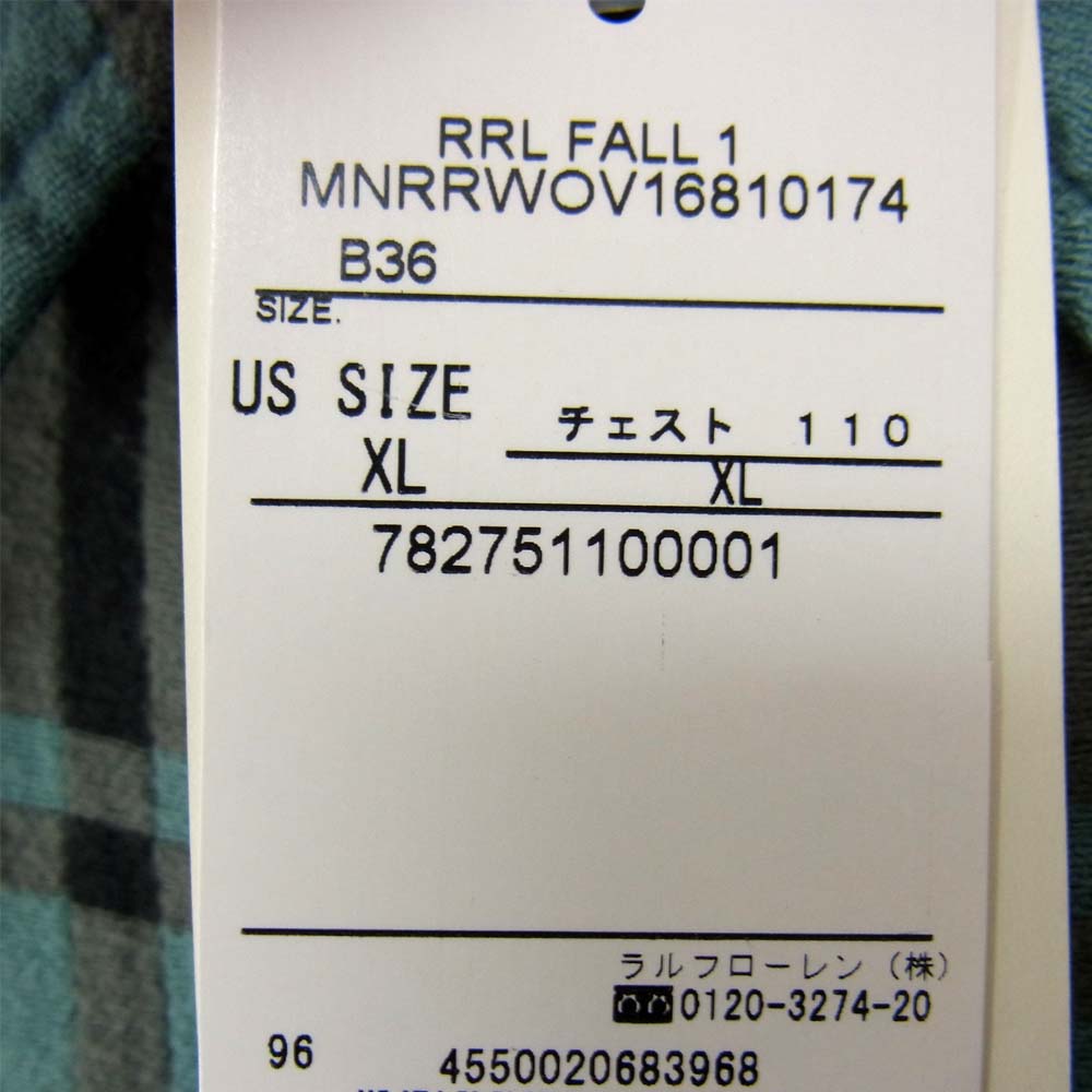 RRL ダブルアールエル 国内正規品 ヘビーネル ワークシャツ グレー系 XL【新古品】【未使用】【中古】