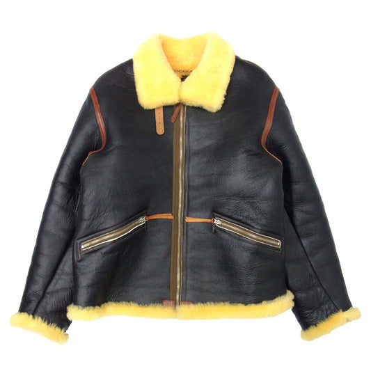 Buzz Rickson's バズリクソンズ BR80503 D-1 ROUGH WEAR CLOTHING ラフウェア 実名復刻 ムートン ボマージャケット ブラック系 L【美品】【中古】