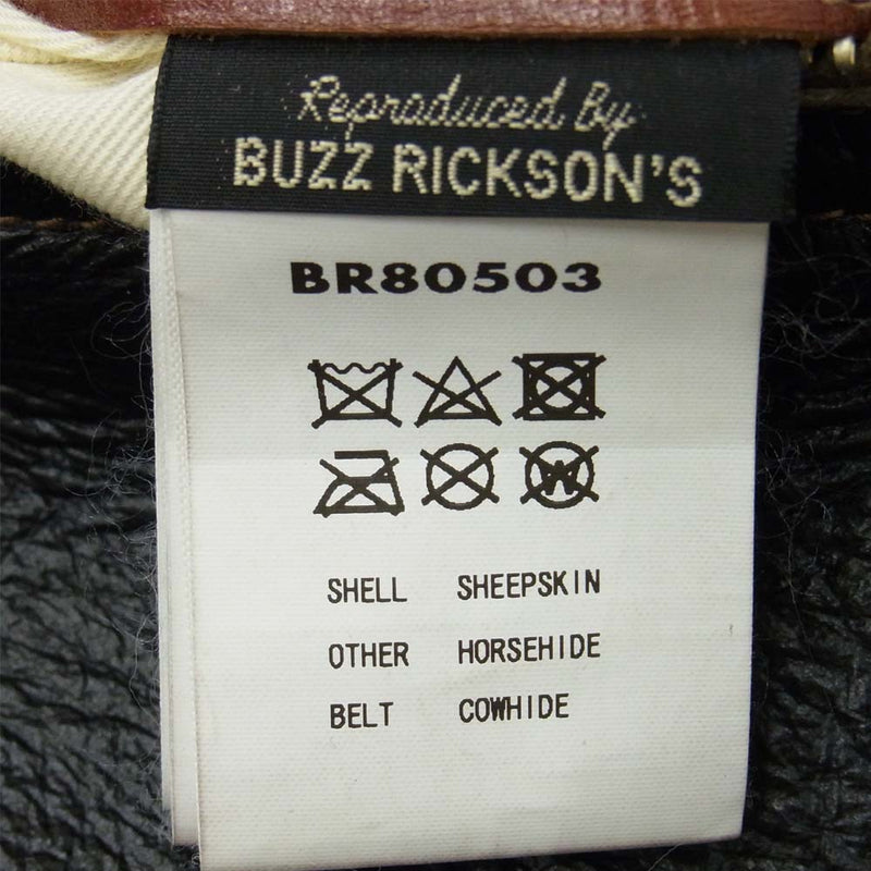Buzz Rickson's バズリクソンズ BR80503 D-1 ROUGH WEAR CLOTHING ラフウェア 実名復刻 ムートン ボマージャケット ブラック系 L【美品】【中古】