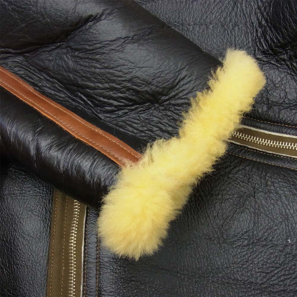 Buzz Rickson's バズリクソンズ BR80503 D-1 ROUGH WEAR CLOTHING ラフウェア 実名復刻 ムートン ボマージャケット ブラック系 L【美品】【中古】