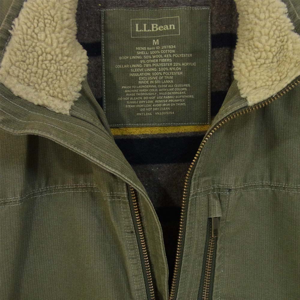 L.L.Bean エルエルビーン 裏地ブランケット 襟ボア ジャケット カーキ系 M【中古】