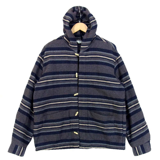 TENDERLOIN テンダーロイン T-BLANKET PARKA ブランケット パーカー ボーダー フード ジャケット チャコール系 L【中古】
