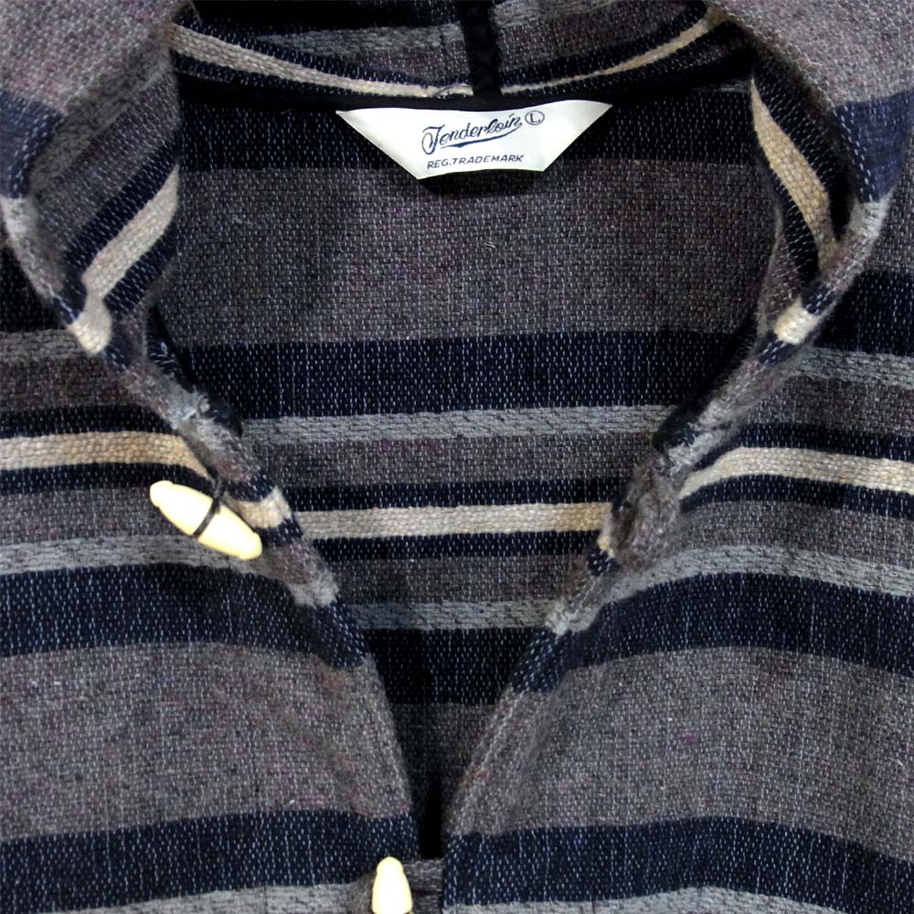 TENDERLOIN テンダーロイン T-BLANKET PARKA ブランケット パーカー ボーダー フード ジャケット チャコール系 L【中古】