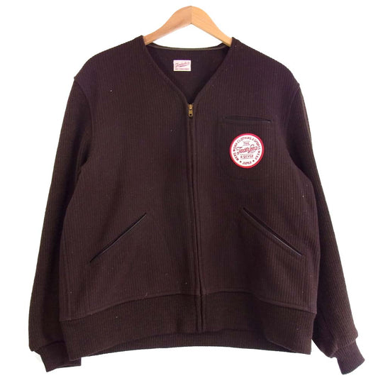 TENDERLOIN テンダーロイン ニット切替 ノーカラー ジップ エンジニア ジャケット ブラウン系 L【中古】