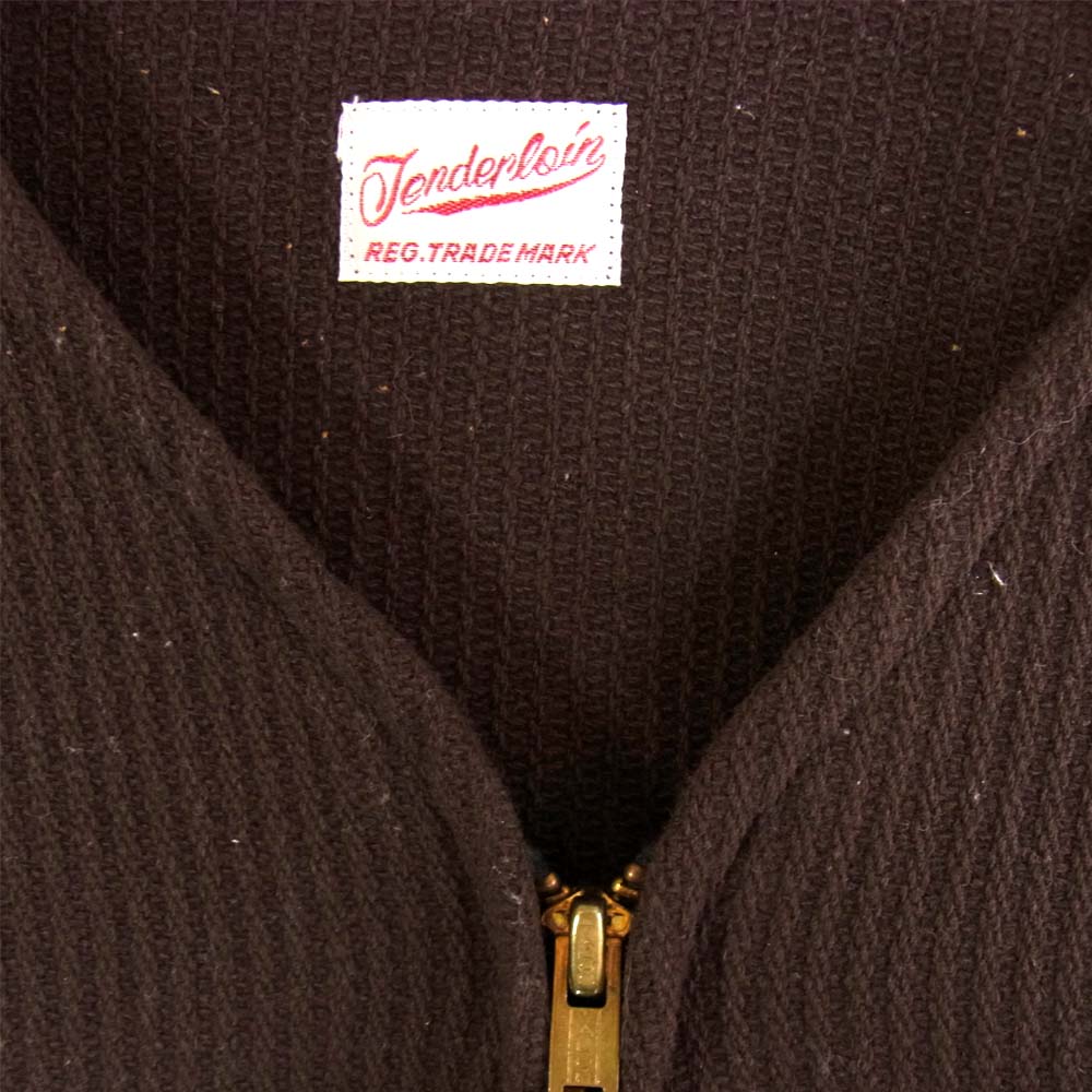 TENDERLOIN テンダーロイン ニット切替 ノーカラー ジップ エンジニア ジャケット ブラウン系 L【中古】