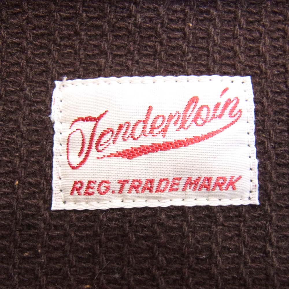 TENDERLOIN テンダーロイン ニット切替 ノーカラー ジップ エンジニア ジャケット ブラウン系 L【中古】