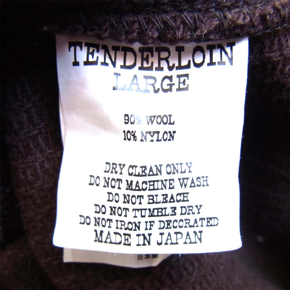 TENDERLOIN テンダーロイン ニット切替 ノーカラー ジップ エンジニア ジャケット ブラウン系 L【中古】