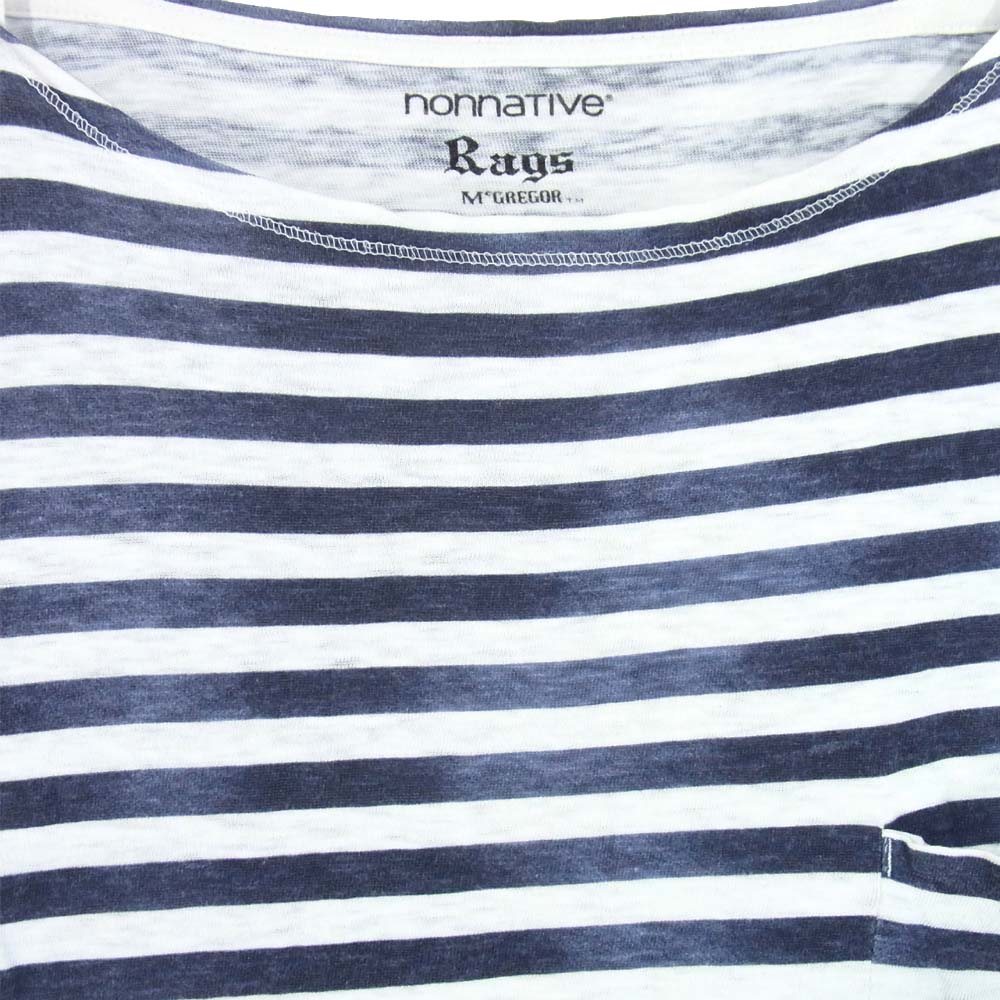 Rags McGREGOR ラグスマックレガー 211715652 × ノンネイティブ nonnative かすれボーダー ボートネック カットソー ネイビー系 S【中古】